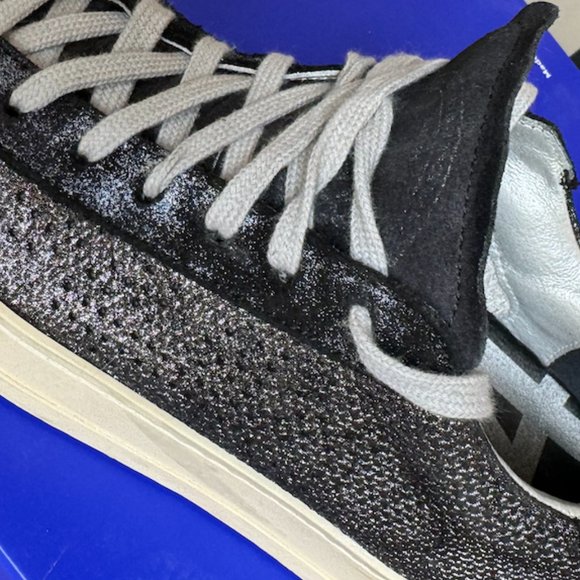 PP48 Jack Fujy Low Top Black Suede & Metallic "Hand -Distressed"Size 8 - Picture 13 of 16